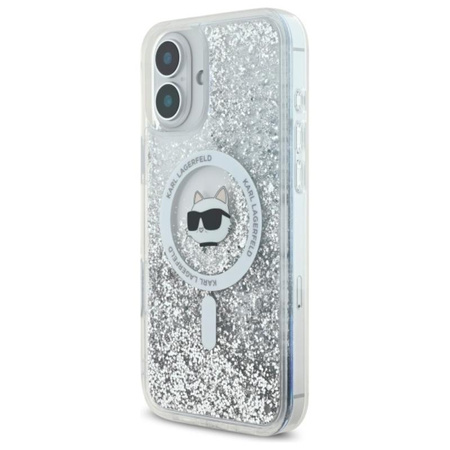 Karl Lagerfeld Liquid Glitter Choupette Head MagSafe - Etui iPhone 16 (przezroczysty) (KLHMP16SLGCHSGH)