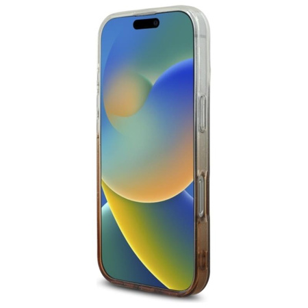 Guess IML Glitter Gradient MagSafe - Etui iPhone 16 Pro (brązowy) (GUHMP16LHGRCELW)