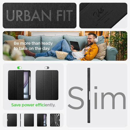 Spigen Urban Fit - Etui do iPad Air 11” M3 (2025) / M2 (2024) / iPad Air 10.9” (5-4 gen.) (2022-2020) (Black) (ACS07754)