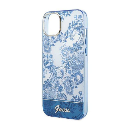 Guess Porcelain Collection - Etui iPhone 14 Plus (niebieski) (GUHCP14MHGPLHB)