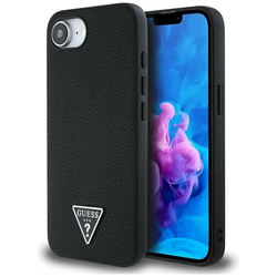 Guess Grained Triangle MagSafe - Etui do iPhone 16e (czarny) (GUHMPSE4PGTSPSK)