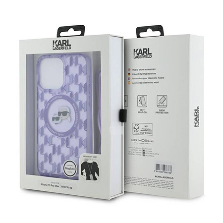 Karl Lagerfeld IML Crossbody Monogram Karl & Choupette Head MagSafe - Etui iPhone 15 Pro Max (fioletowy) (KLHMP15XHCKCKLCU)