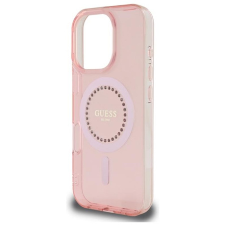 Guess IML Rhinestones MagSafe - Etui iPhone 16 Pro Max (różowy) (GUHMP16XPFTDTEP)