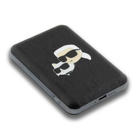 Karl Lagerfeld Karl & Choupette Head Pin MagSafe - Power Bank indukcyjny 5000 mAh 15W (czarny) (KLPB5FPGKSKCHK)