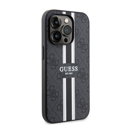 Guess 4G Printed Stripes MagSafe - Etui iPhone 14 Pro Max (Czarny) (GUHMP14XP4RPSK)