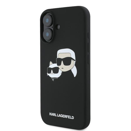 Karl Lagerfeld Silicone Double Heads Print MagSafe - Etui iPhone 16 Plus (czarny) (KLHMP16MSKCHPPLK)