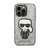 Karl Lagerfeld Glitter Flakes Ikonik - Etui iPhone 14 Pro Max (srebrny) (KLHCP14XGFKPG)