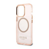 Guess Gold Outline Translucent MagSafe - Etui iPhone 13 Pro (różowy) (GUHMP13LHTCMP)