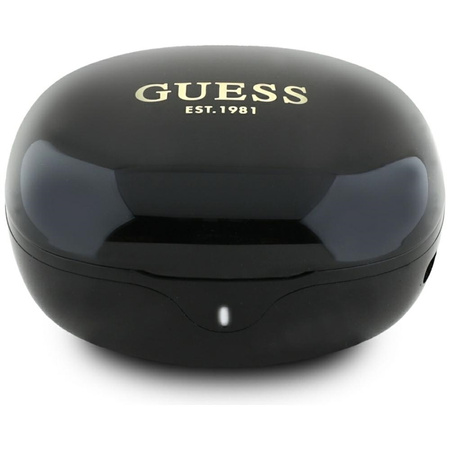 Guess Flat Classic Logo Electroplated - Słuchawki TWS + etui ładujące (czarny) (GUTWST7FCEEK)