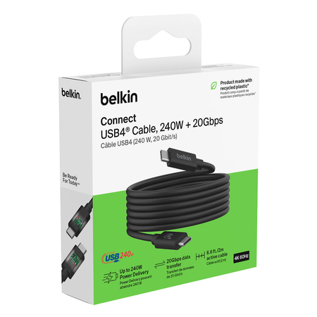 Belkin Kabel USB-C 240W + 20Gbps, 2 m  - czarny (INZ004BT2MBK)