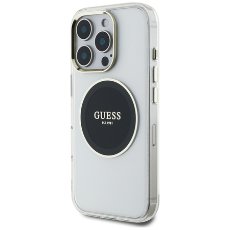 Guess IML Metal Colored Circle Classic Logo MagSafe - Etui do iPhone 16 Pro (czarny) (GUHMP16LHTDRCEDK)