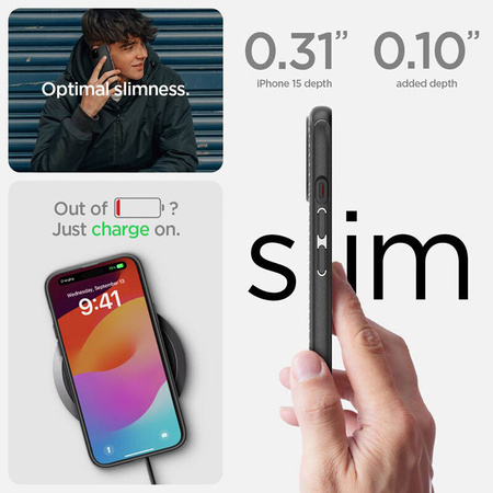 Spigen Mag Armor MagSafe - Etui do iPhone 15 (Matte Black) (ACS06815)