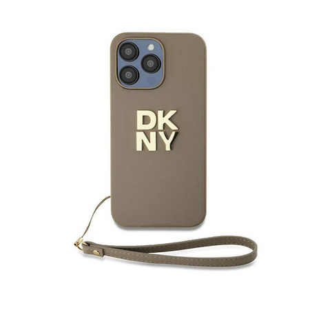 DKNY Wrist Strap Stock Logo - Etui iPhone 15 Pro Max (beżowy) (DKHCP15XPBSWSE)