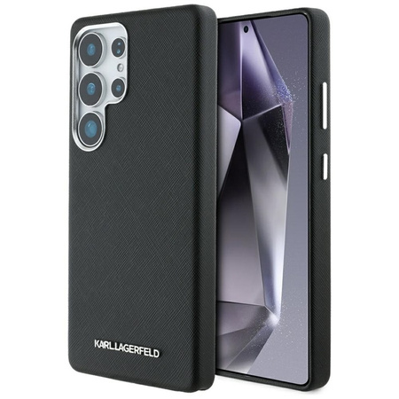 Karl Lagerfeld Saffiano Full Wrapped Elongated Metal Logo MagSafe - Etui do Samsung Galaxy S25 Ultra (czarny) (KLHMS25LPSAFWMCK)