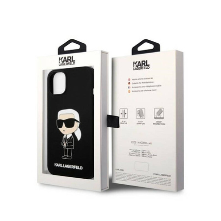 Karl Lagerfeld Silicone Ikonik MagSafe - Etui iPhone 15 Plus / 14 Plus (czarny) (KLHMP14MSNIKBCK)