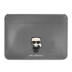 Karl Lagerfeld Saffiano Ikonik Sleeve - Etui na notebook 13" / 14" (Srebrny) (KLCS14PISFG)