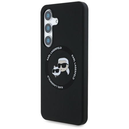 Karl Lagerfeld Silicone Double Heads And Circle MagSafe - Etui Samsung Galaxy S25 (czarny) (KLHMS25SSKCHTCK)