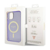 Guess Glitter Gold MagSafe - Etui iPhone 14 (Purpurowy) (GUHMP14SHCMCGU)