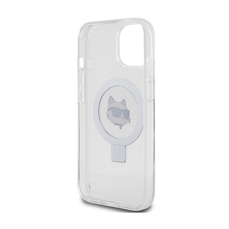 Karl Lagerfeld Ring Stand Choupette Head MagSafe - Etui iPhone 15 (biały) (KLHMP15SHMRSCHH)