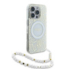 Guess IML Flowers Allover Electro With Pearl Strap MagSafe - Etui iPhone 16 Pro (biały) (GUHMP16LHCPOFPH)