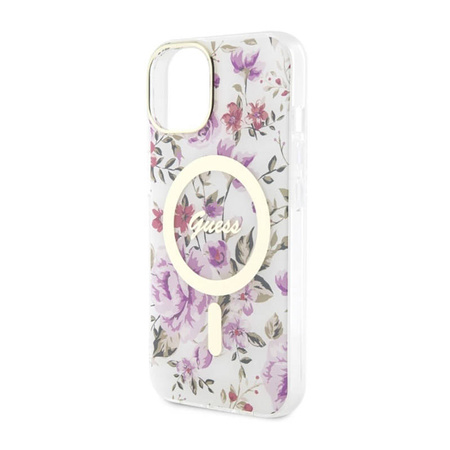 Guess Flower MagSafe - Etui iPhone 14 (Przezroczysty) (GUHMP14SHCFWST)