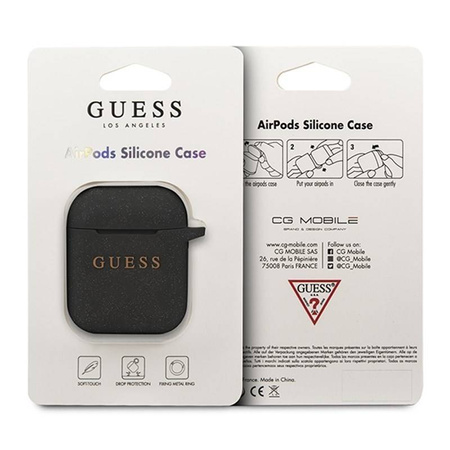 Guess Silicone Case - Etui AirPods (Black) (GUACCSILGLBK)