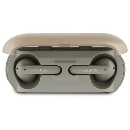 Guess Elongated Metalic Printed Logo - Słuchawki Bluetooth TWS + etui ładujące (złoty) (GUTWSC2MCDSD)