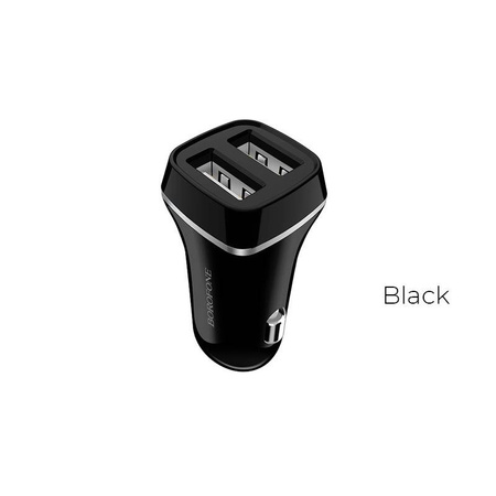 Borofone - ładowarka samochodowa 2x USB, czarny (BFO-BZ2-B)