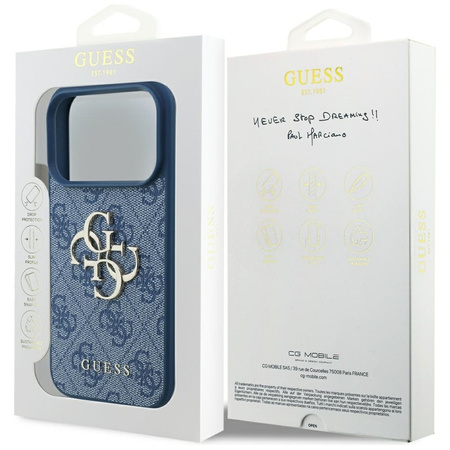 Guess 4G Big Logo - Etui iPhone 17 Pro (niebieski) (GUHCP17L4GMGBL)