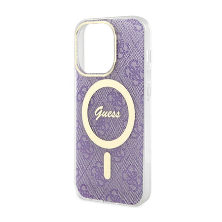 Guess 4G MagSafe - Etui iPhone 14 Pro (Purpurowy) (GUHMP14LH4STU)