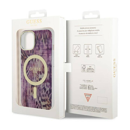 Guess Leopard MagSafe - Etui iPhone 14 (Różowy) (GUHMP14SHLEOPWP)