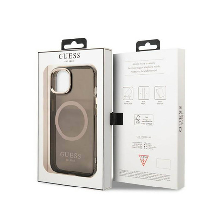 Guess Gold Outline Translucent MagSafe - Etui iPhone 13 (czarny) (GUHMP13MHTCMK)