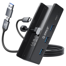 Orico Aktywny hub USB-C 5Gbps, 15W, przykręcany, 3x USB-A, USB-C, czarny (MH4PC-10-BK-BP)