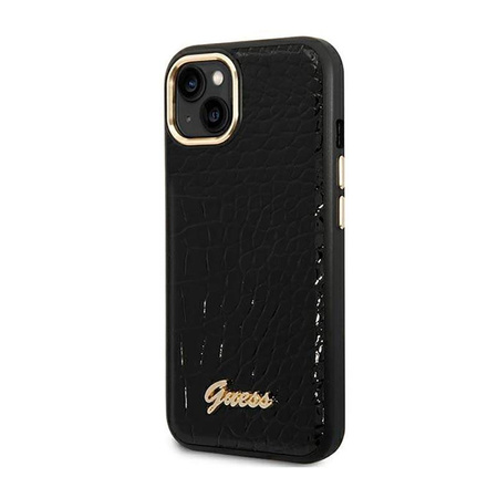 Guess Croco Collection – Etui iPhone 14 Plus (czarny) (GUHCP14MHGCRHK)