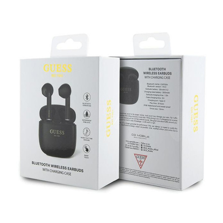 Guess True Wireless Script Logo BT5.3 - Słuchawki TWS + etui ładujące (czarny) (GUTWST26PSK)