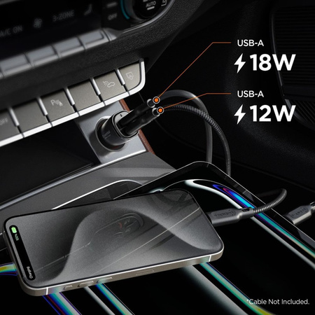 Spigen Essential EV302 - Ładowarka samochodowa 2x USB-A 30W (Czarny) (ACP08700)