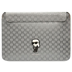 Karl Lagerfeld NFT Saffiano Monogram Ikonik Karl Sleeve - Etui na notebook 14" (Srebrny) (KLCS14SAKHPKG)