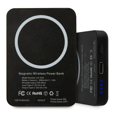 Karl Lagerfeld Outline Magnetic Powerbank – Powerbank Magsafe 3000 mAh (KLPBMSOIBK)