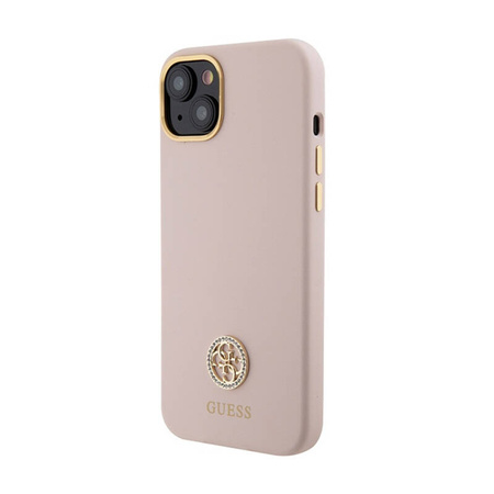 Guess Silicone Logo Strass 4G - Etui iPhone 15 (różowy) (GUHCP15SM4DGPP)