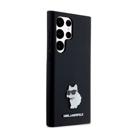 Karl Lagerfeld Silicone Choupette Metal Pin - Etui Samsung Galaxy S24 Ultra (czarny) (KLHCS24LSMHCNPK)