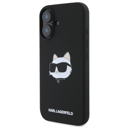 Karl Lagerfeld Silicone Choupette Head Print MagSafe - Etui iPhone 16 (czarny) (KLHMP16SSCHPPLK)