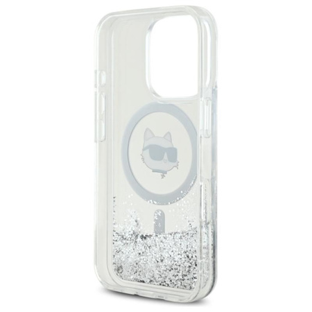 Karl Lagerfeld Liquid Glitter Choupette Head MagSafe - Etui iPhone 16 Pro (przezroczysty) (KLHMP16LLGCHSGH)