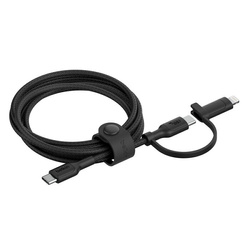 Belkin Kabel 2 w 1 ze złączami USB-C i Lightning, 60W, oplot, 1,5m, czarny (CAC003HQ1.5MBK)