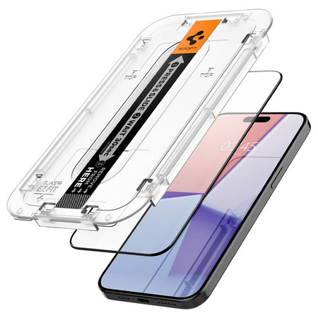 Spigen GLAS.TR EZ FIT FC - Szkło hartowane do iPhone 15 Pro Max (Czarna ramka) (AGL06879)