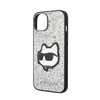 Karl Lagerfeld NFT Glitter Choupette Patch - Etui iPhone 14 Plus (srebrny) (KLHCP14MG2CPS)