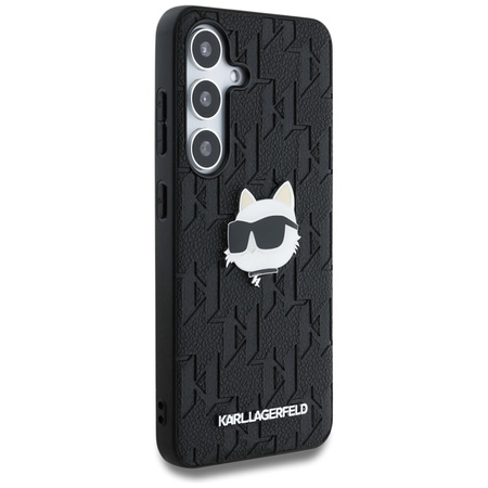 Karl Lagerfeld Leather Monogram Pin Logo Choupette Head - Etui Samsung Galaxy S25 (czarny) (KLHCS25SPGKLCHPK)