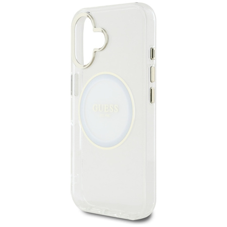 Guess IML Metal Colored Circle Classic Logo MagSafe - Etui do iPhone 16 (biały) (GUHMP16SHTDRCEDH)