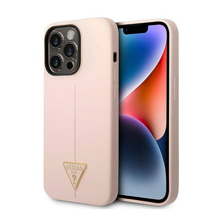 Guess Silicone Triangle Logo - Etui iPhone 14 Pro (różowy) (GUHCP14LSLTGP)