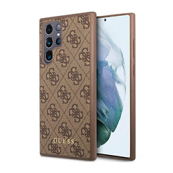 Guess 4G Metal Logo - Etui Samsung Galaxy S23 Ultra (brązowy) (GUHCS23LG4GFBR)