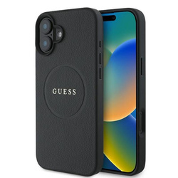 Guess Grained Ring MagSafe - Etui iPhone 16 Plus (czarny) (GUHMP16MPGHSMMK)